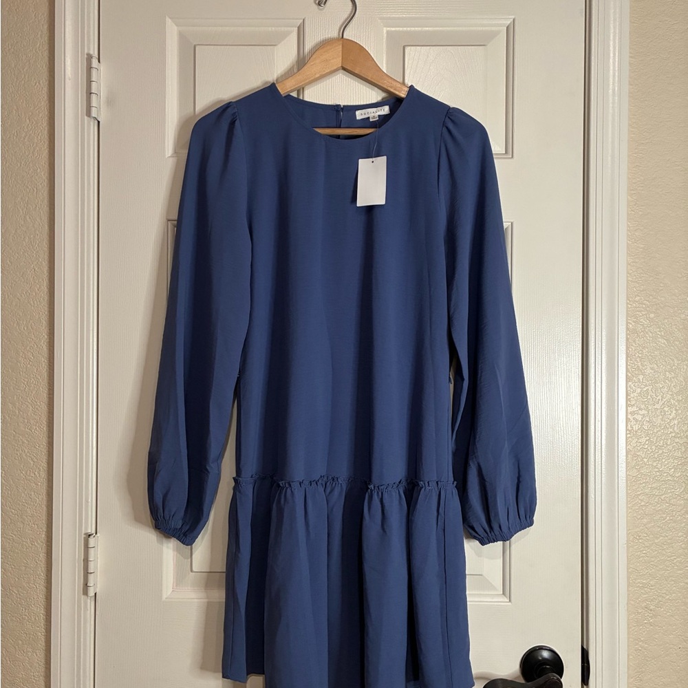 Socialite Blue Tiered Midi Dress